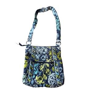 RARE Vera Bradley Disney Parks Hidden Mickey Quilted Crossbody Bag Floral Blue